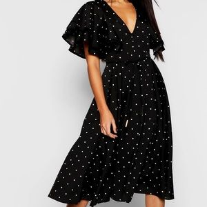 Boohoo Mini Dot  Sleeve Midi Dress size 12